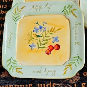 Floral Square Plate - Green and Yellow